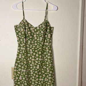 Nasty Gal Green Daisy Print Dress